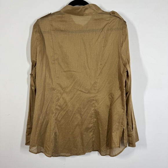 Luisa Cerano Tan Button Down Shirt Size 14 Utility Cotton Blouse Workwear - Picture 9 of 16